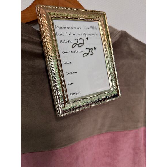 Architect Medium Pink Brown Colorblock Velour Sweatshirt Crewneck Pullover - Picture 8 of 9